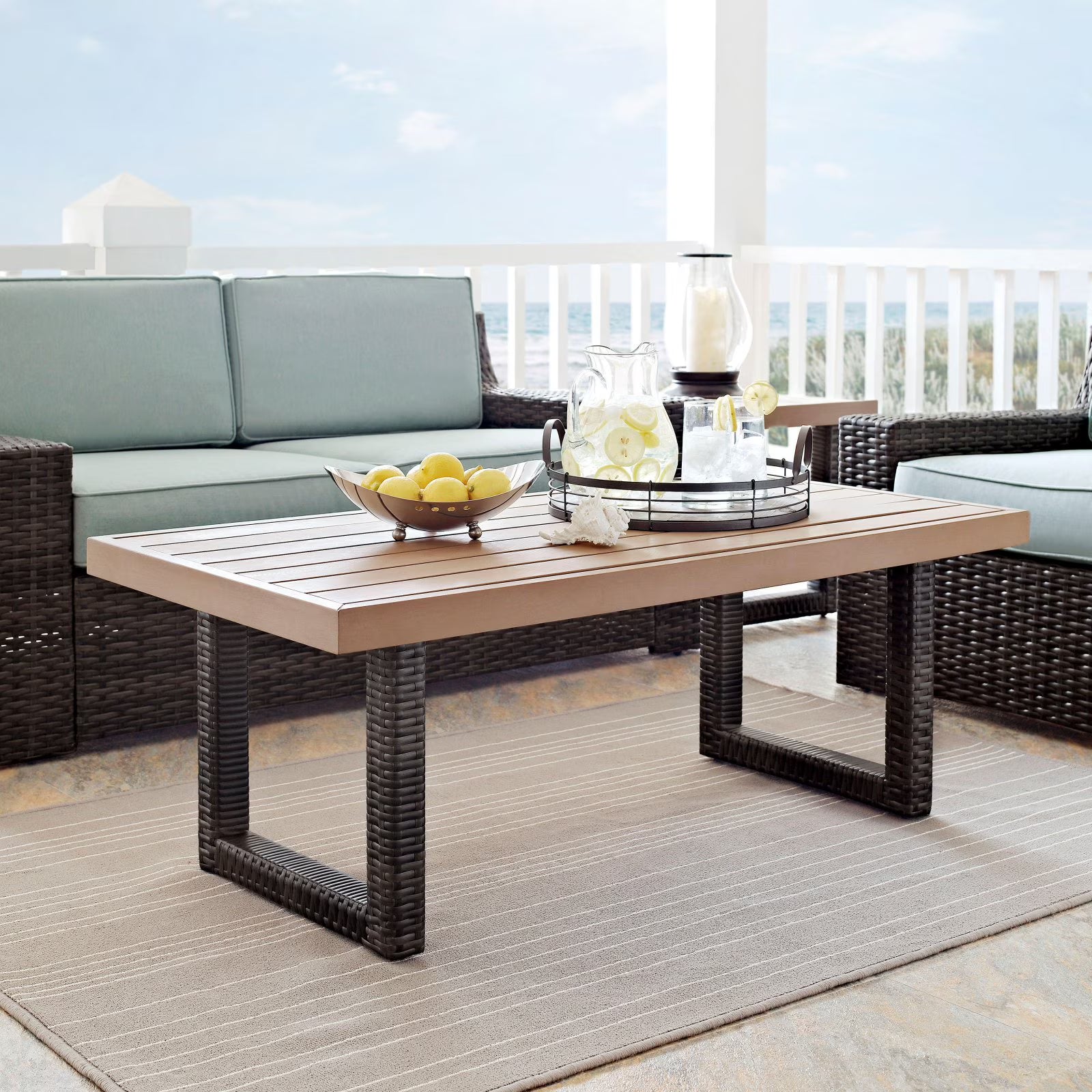 Brown Pedestal Patio Coffee Table V703