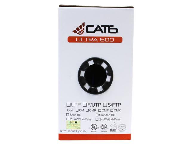 Purple Cat6 Bulk Riser Ethernet Cable, CMR UL Listed Solid Copper UTP, 24 AWG 1000ft L231226