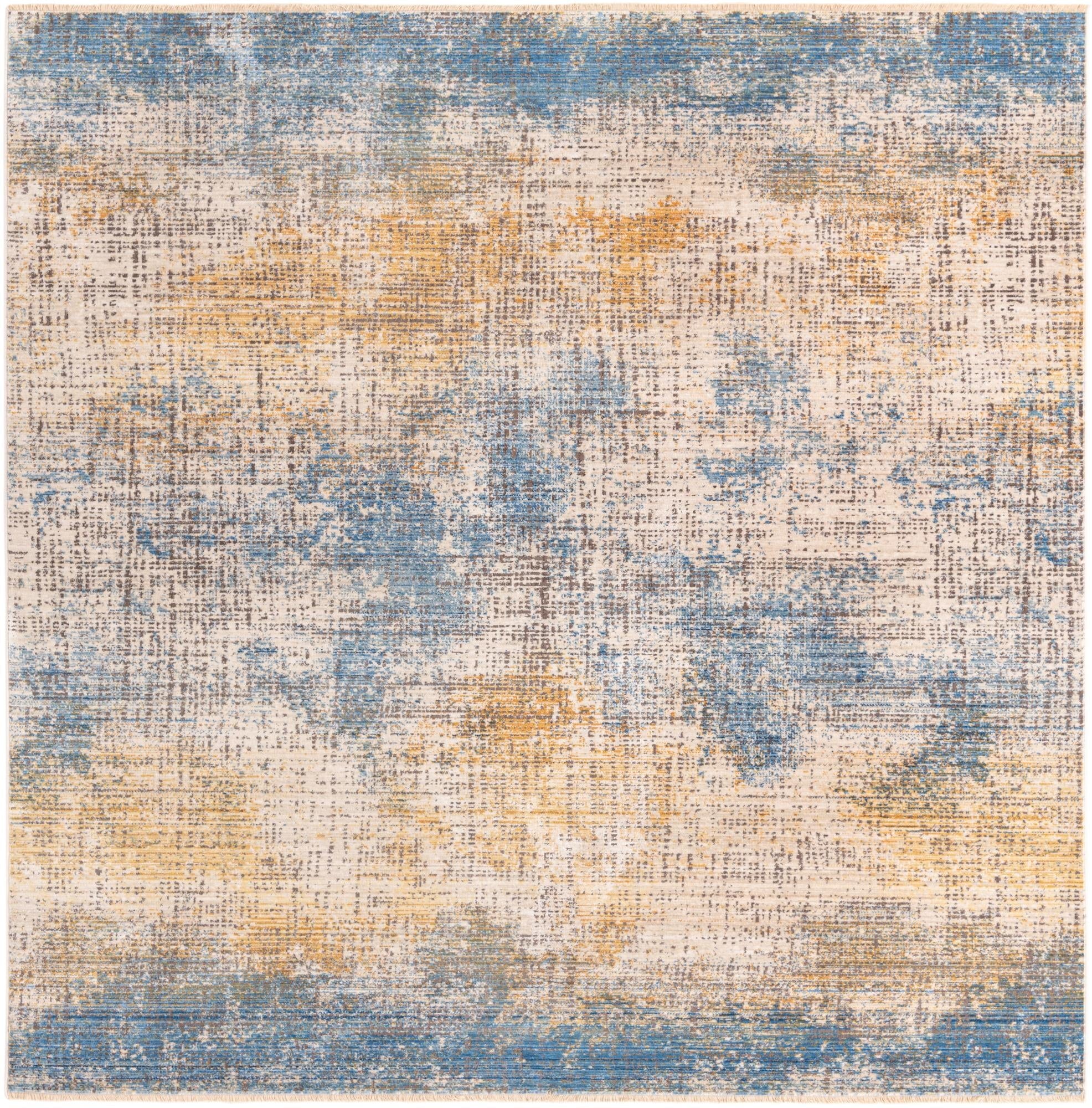 8 Ft Square Blue Ivory Medium Rug A2196
