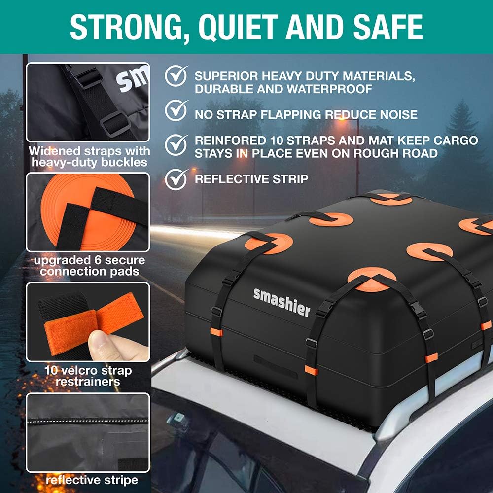 21 Cubic Feet Waterproof Nylon Roof Bag with Anti-Slip Mat W926