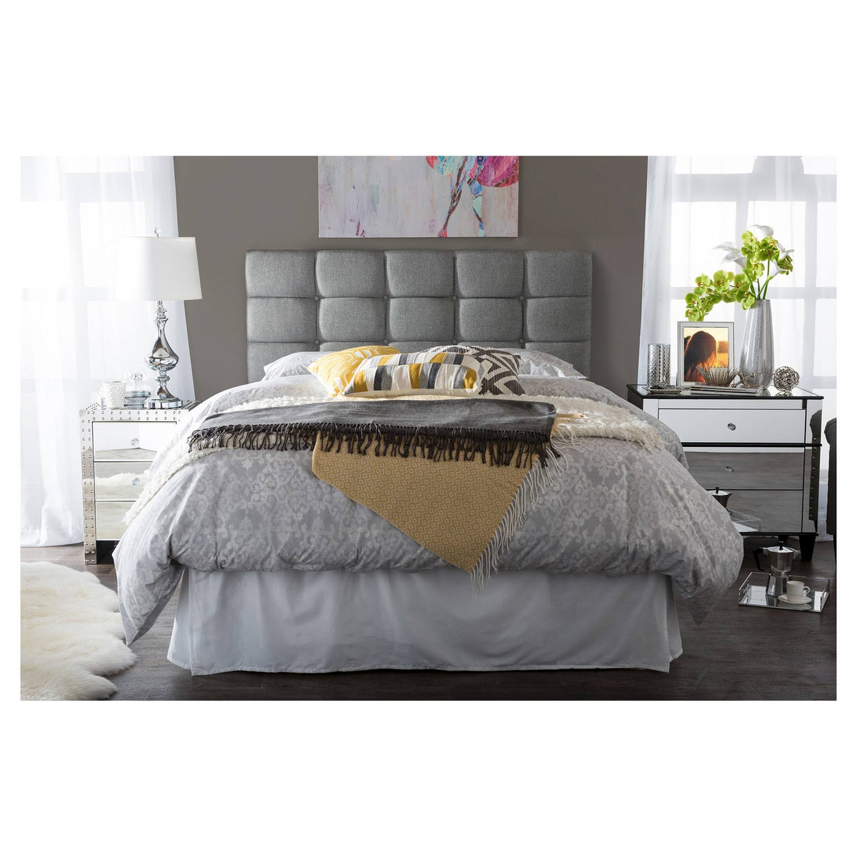 Grey Fabric Full Size Headboard H4956