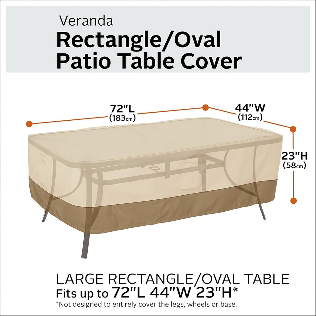 Veranda Water-Resistant 72 Inch Rectangular Oval Patio Table Cover Pack of 2 F579737