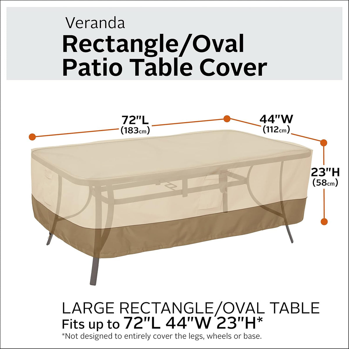 Veranda Water-Resistant 72 Inch Rectangular Oval Patio Table Cover Pack of 2 F579737