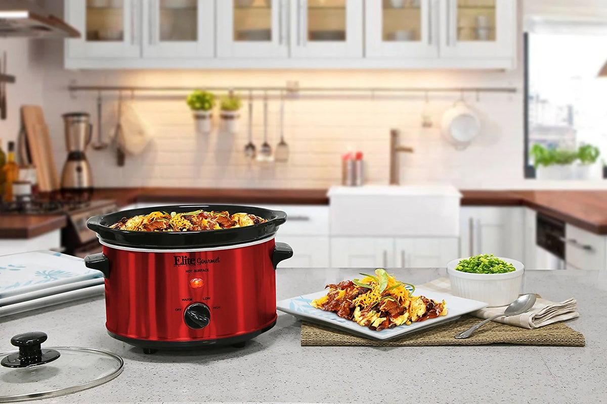 Red Stainless Steel 8.5 qt Slow Cooker B247964