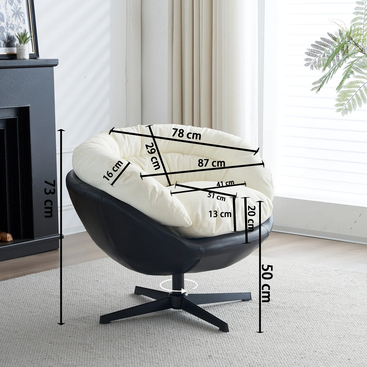 Two Tone Swivel Barrel Arm Chair W6077