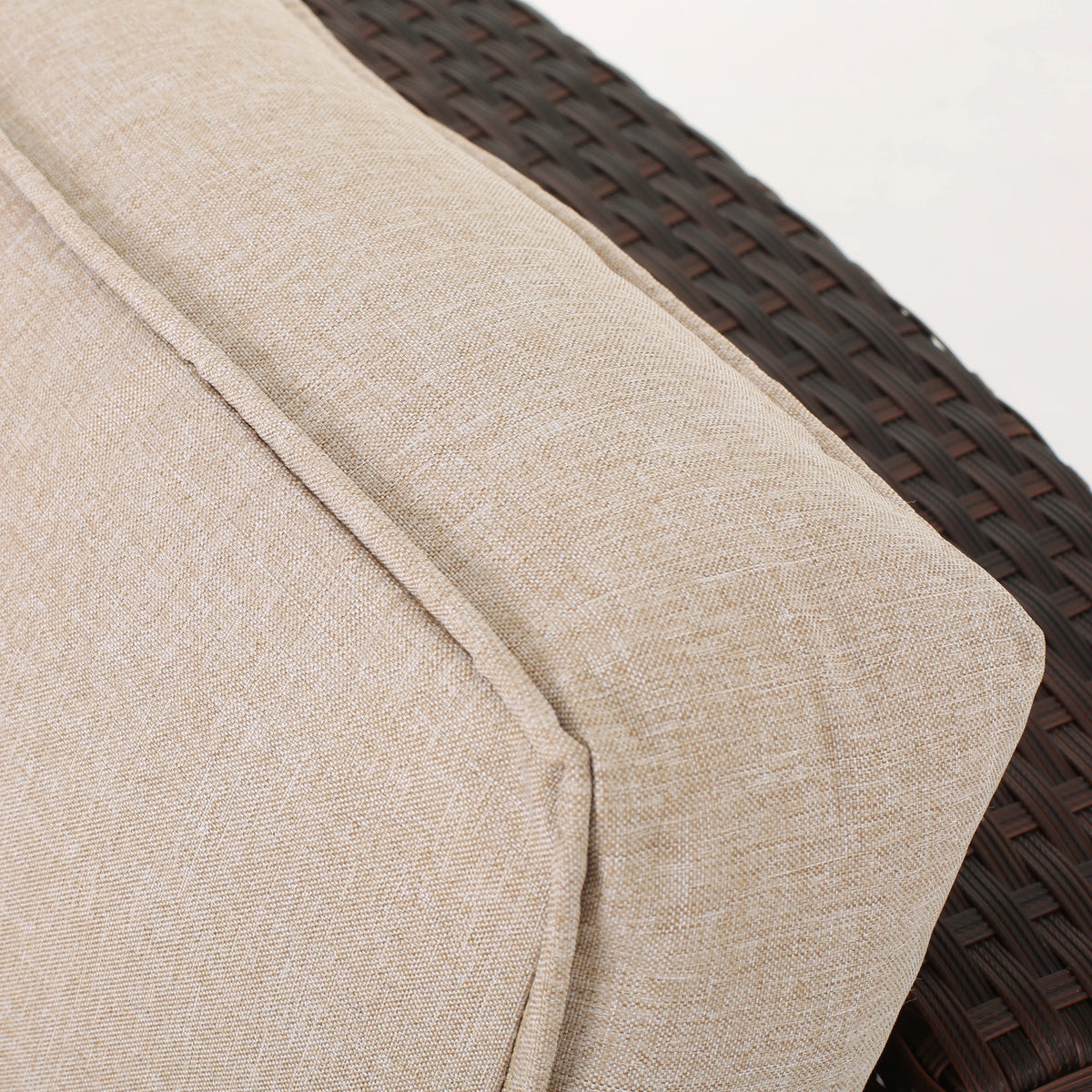 Textured Beige and Brown Outdoor Wicker 2 Seater Sectional Set with Ottoman L7261