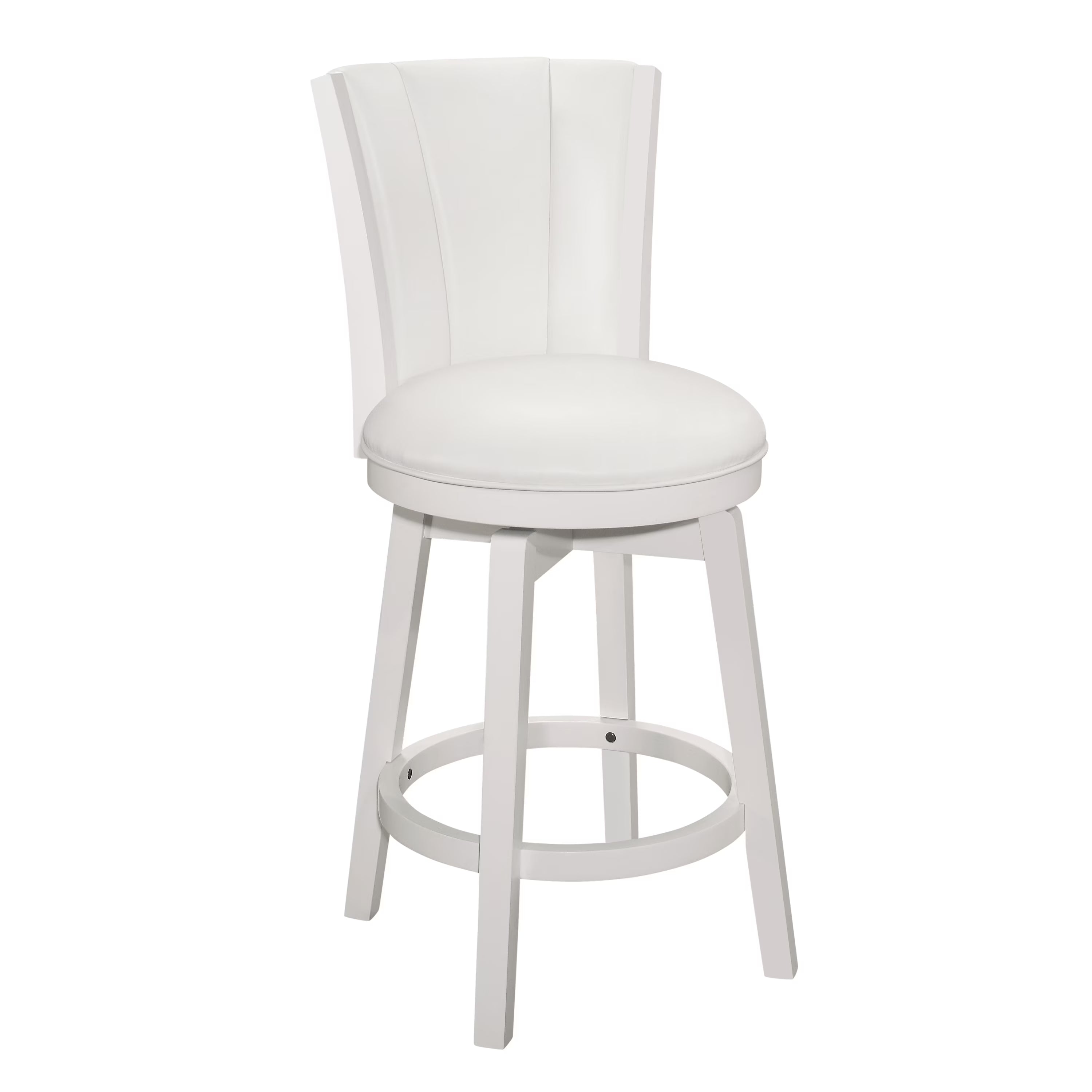 White Wood Counter Height Swivel Stool with Upholstered Back W687