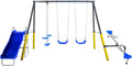 Outdoor Kids Swing Set with Slide, Blue/Yellow U6527