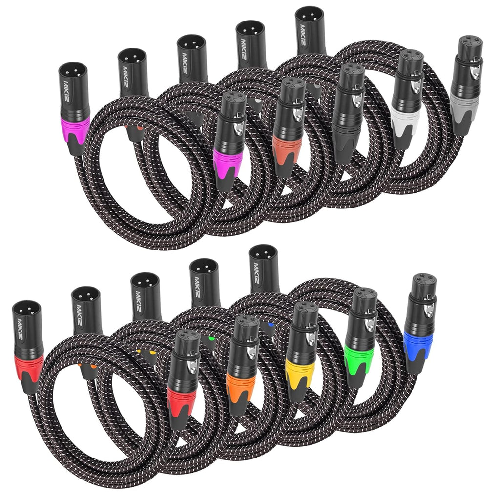 25ft XLR Cables Braided Male to Female Microphone Cable 10-Pack D2775