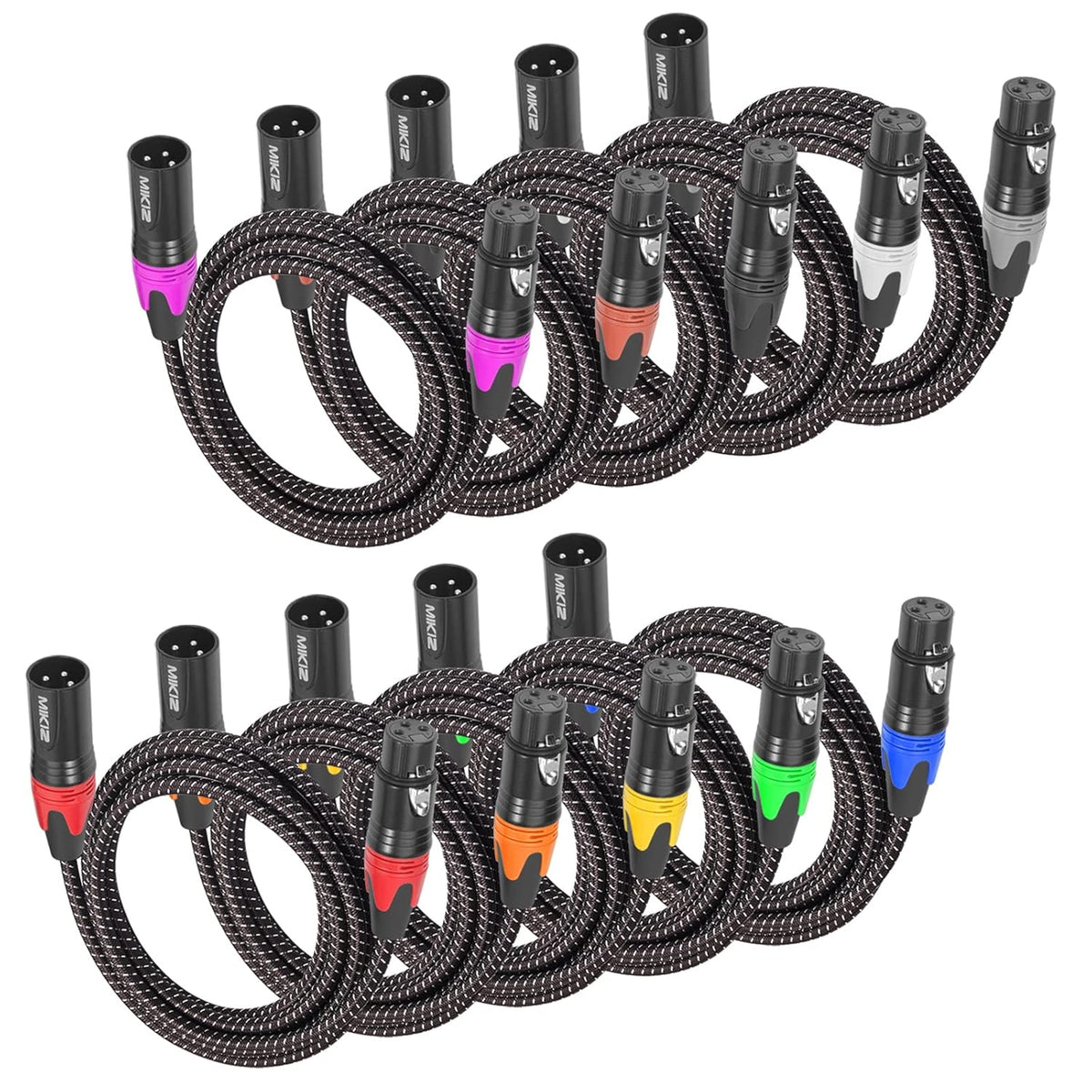 25ft XLR Cables Braided Male to Female Microphone Cable 10-Pack D2775