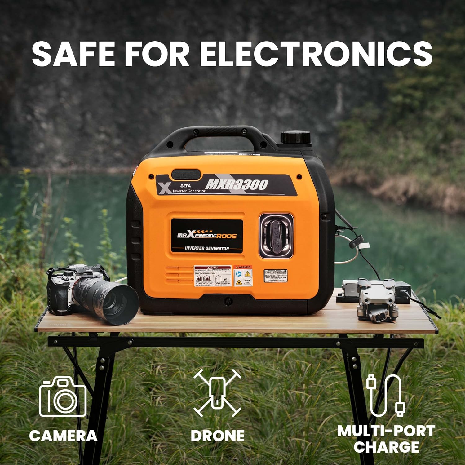 Portable Inverter Generator 3000W/3300W Gas Powered Quiet EPA Compliant E107906