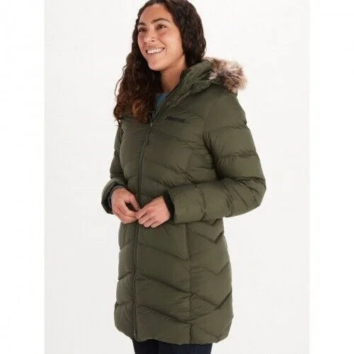 Women's Montreal Hooded Faux-Fur-Trim Coat XS Nori Green Z601514