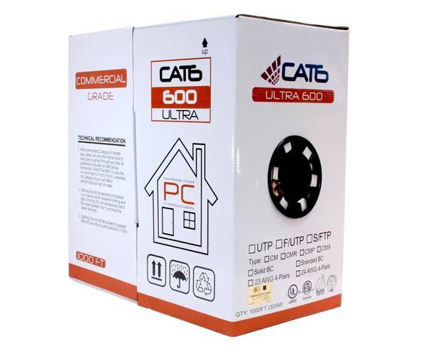Purple Cat6 Bulk Riser Ethernet Cable, CMR UL Listed Solid Copper UTP, 24 AWG 1000ft L231226