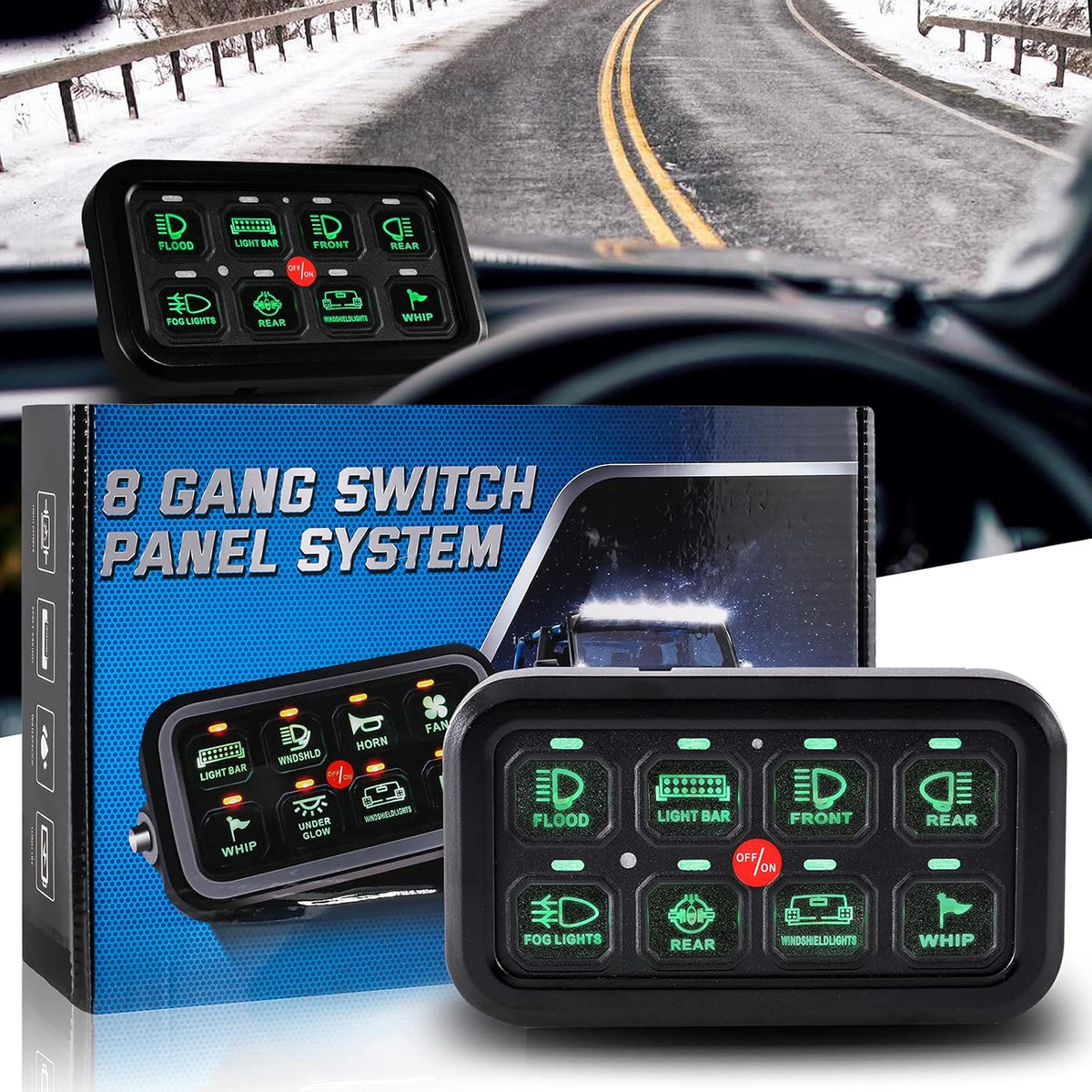 8 Gang Switch Panel Touch Screen for Car Truck ATV UTV Boat E4990