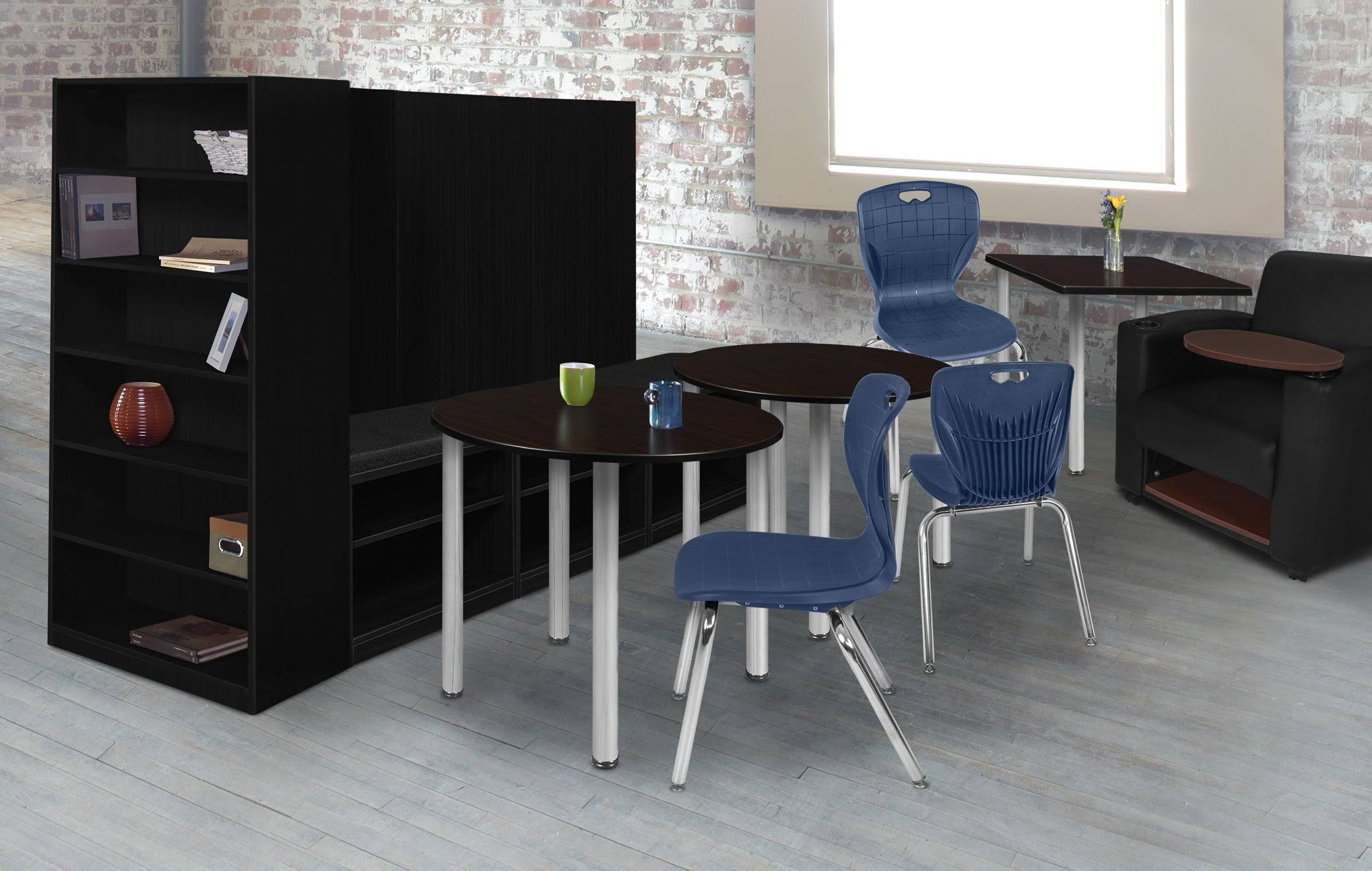 Mocha Walnut/ Black Round Breakroom Table O1819
