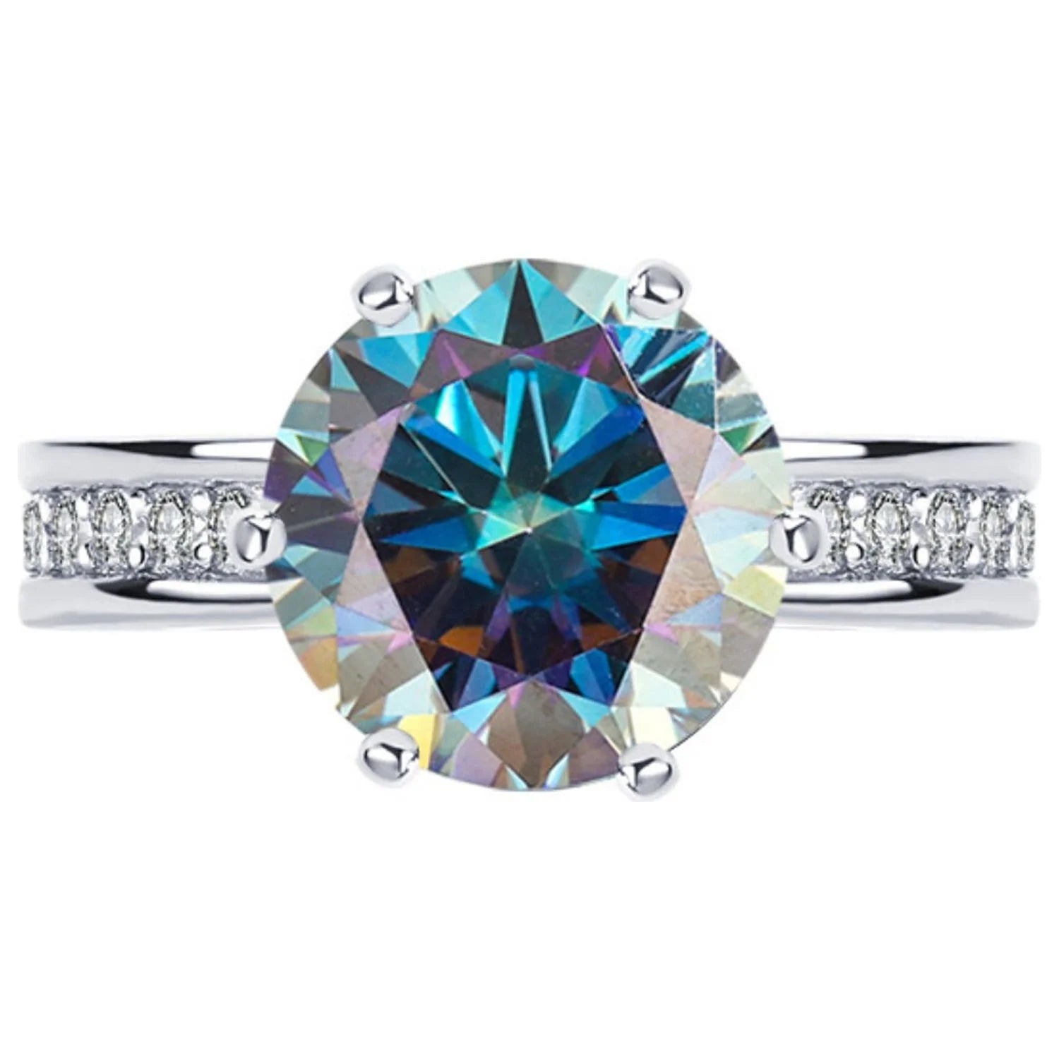 5ct Round Cut Moissanite Engagement Rings D Color VVS1 with Certificate F5887