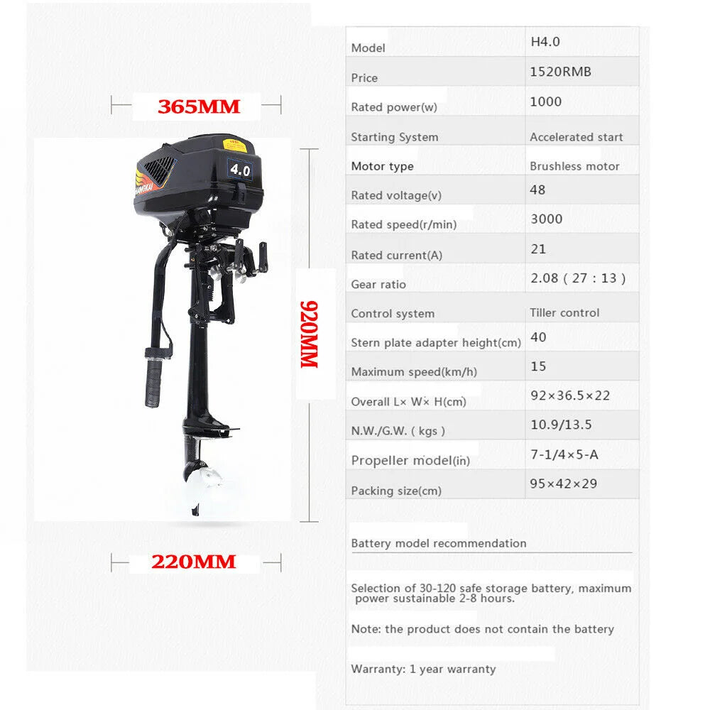 1000W 48V Electric Outboard Motor O117834