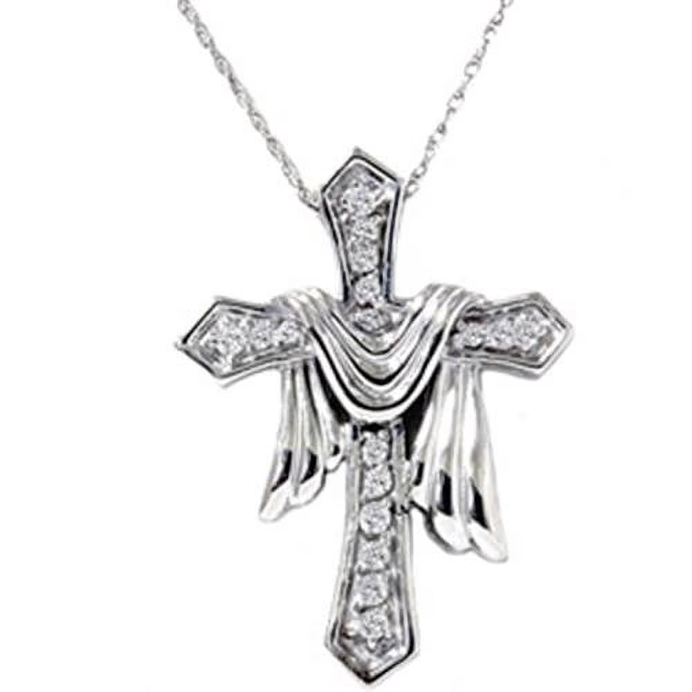 14K Real Diamond Cross Pendant Necklace M525