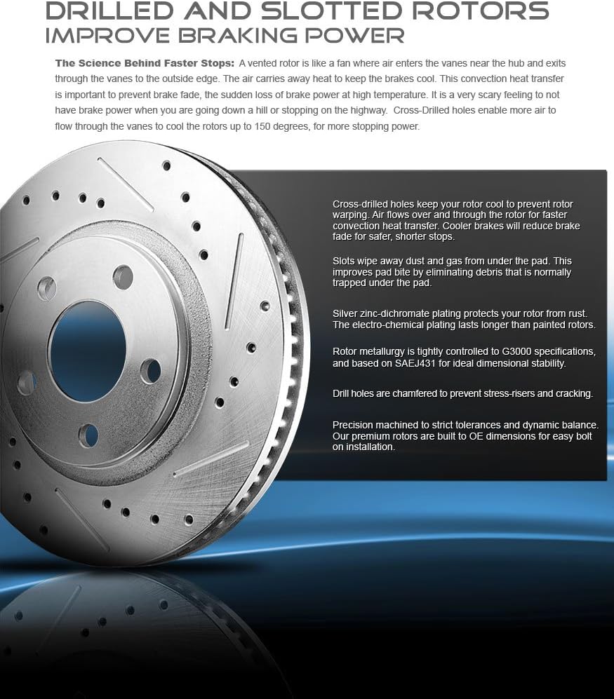 FRONT 240mm Drilled & Slotted Rotors D6387