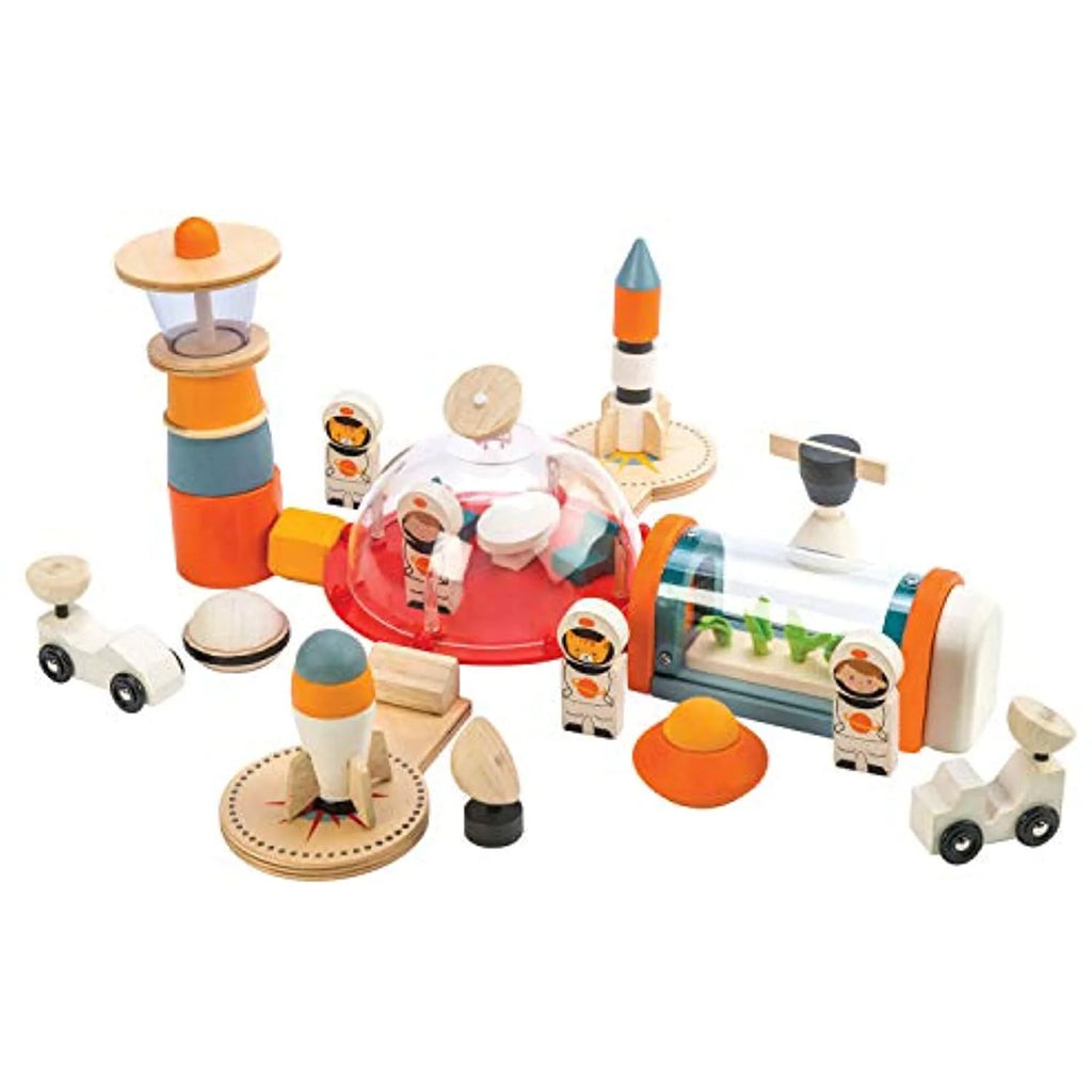 16 Pc Wooden Outer Space Themed Playset Y9192