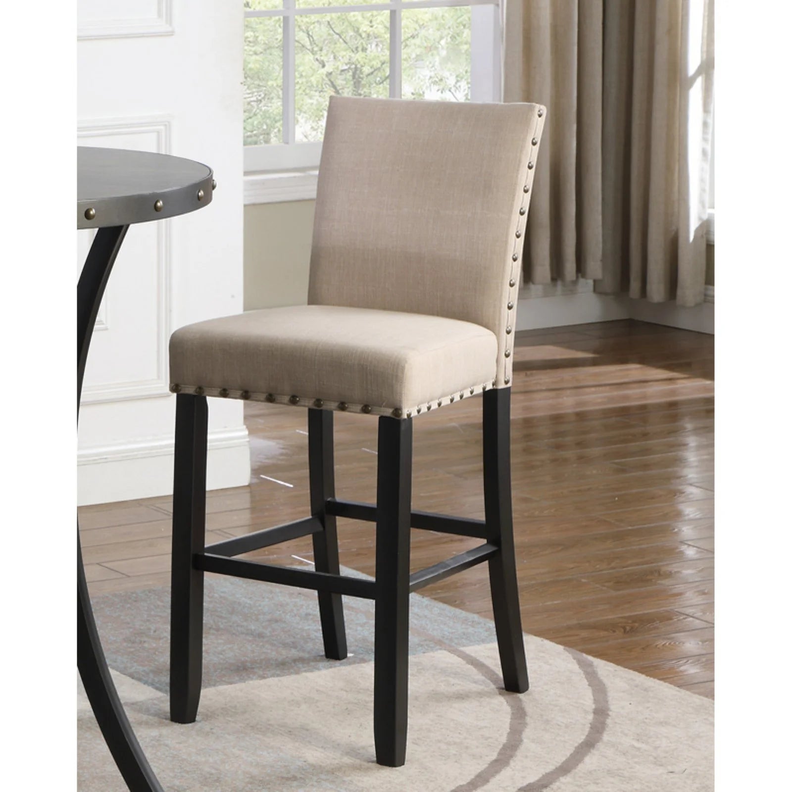 Gray Fabric Bar Stool with Nailhead Trim (Set of 2) Z540