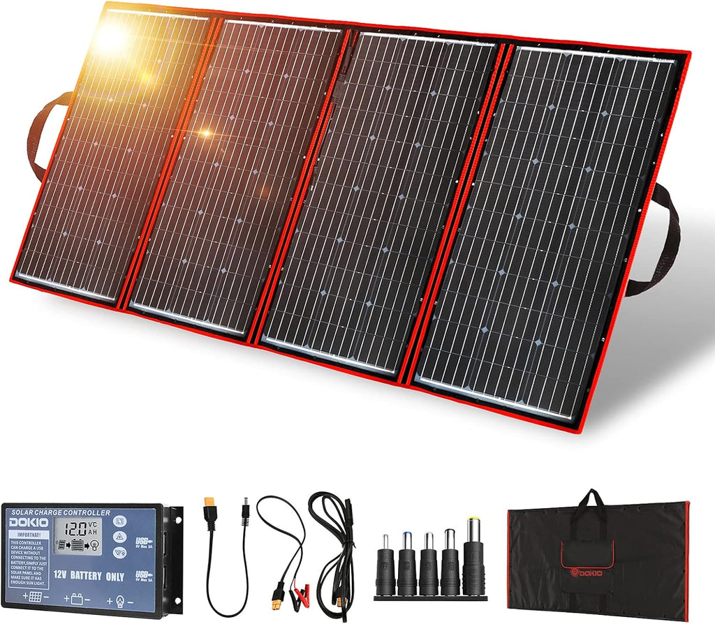 300W Portable Foldable Solar Panel Charger Kit with 18V DC Output, Smart LCD Controller, 2 USB F308310