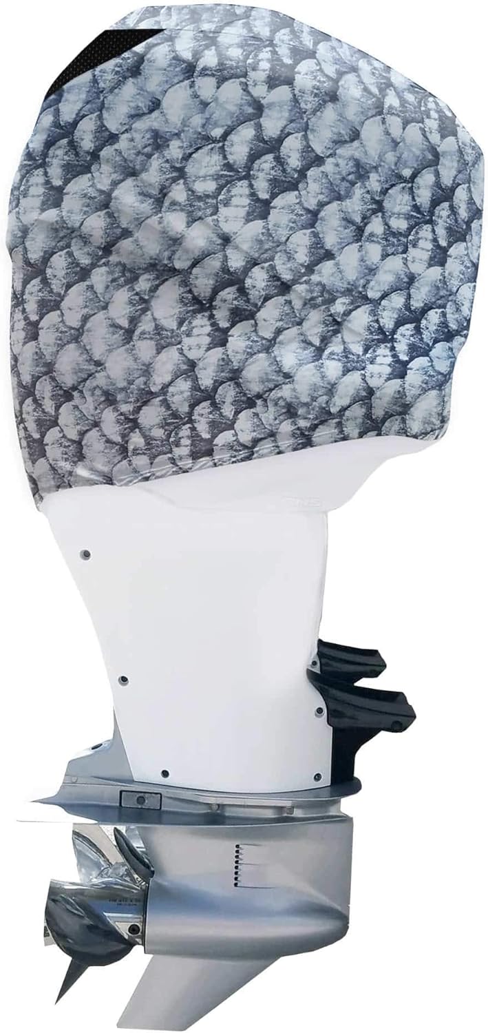 Grey Fish Scales Outboard Motor Cover V259362