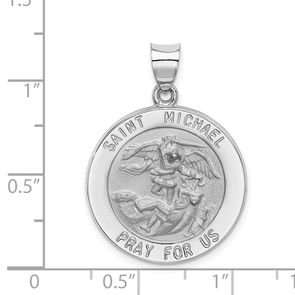 14k White Gold St. Michael Medal Pendant U616