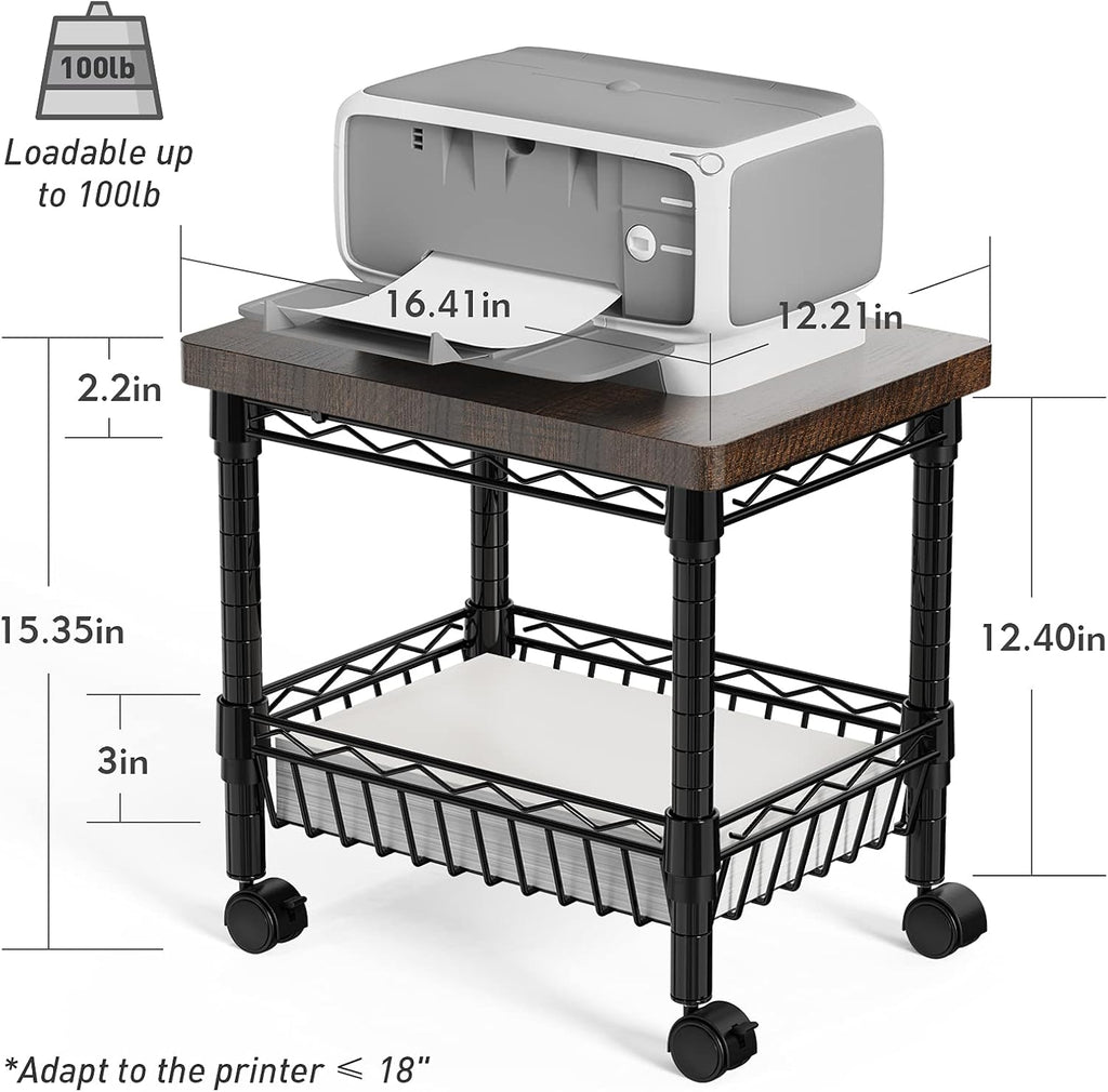 Printer Stand with Storage, Metal, Pack of 2 J5980