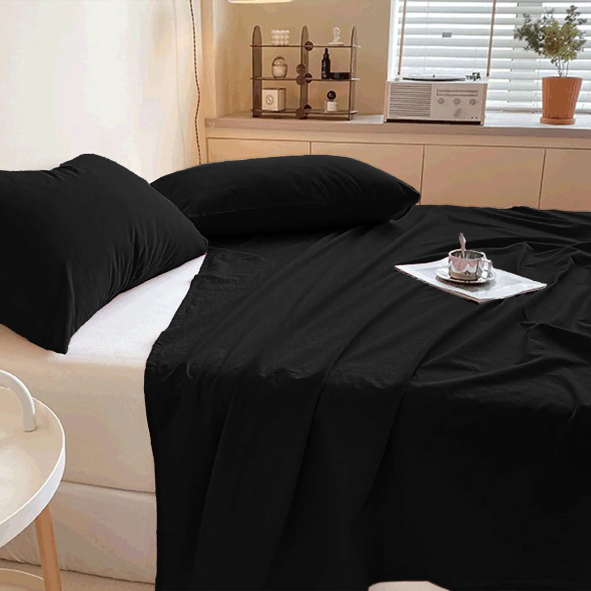 King Size Microfiber Sheets, Black I843