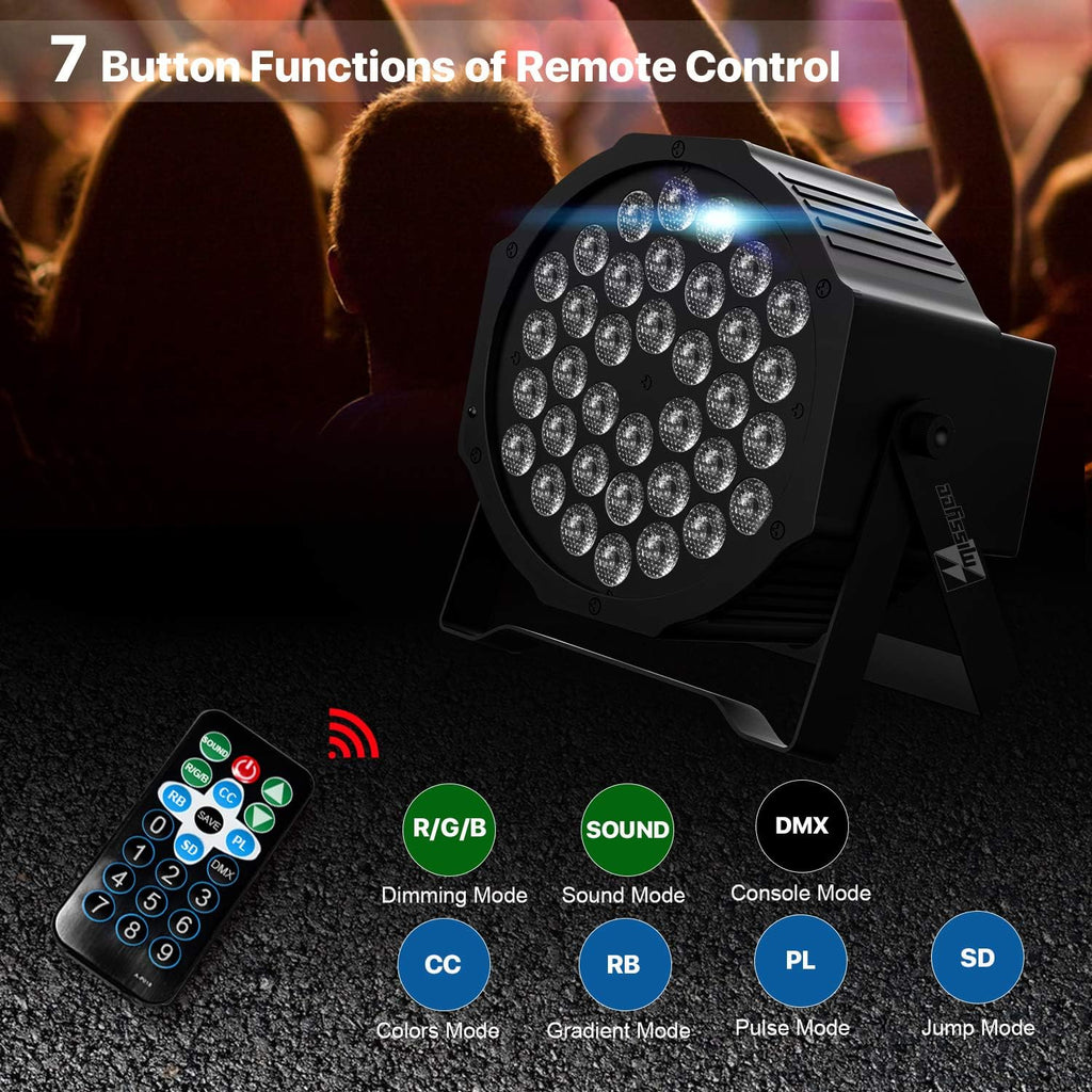 36 RGB LED Stage Lights with Remote Control (8 Pack) I781
