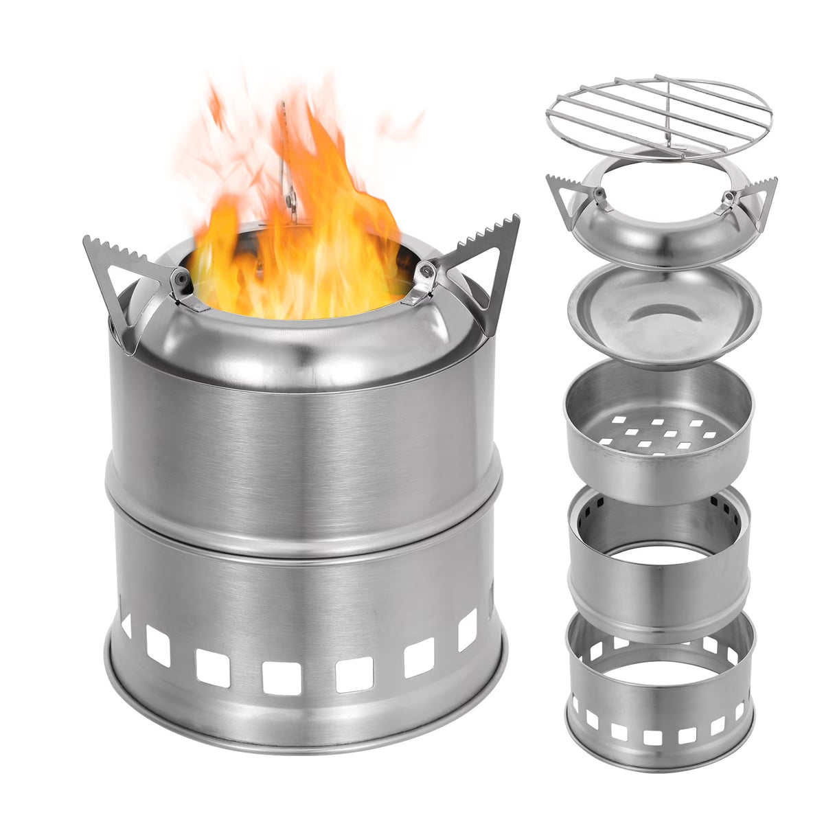 Portable Stainless Steel Wood Stove for Camping BBQ A9270