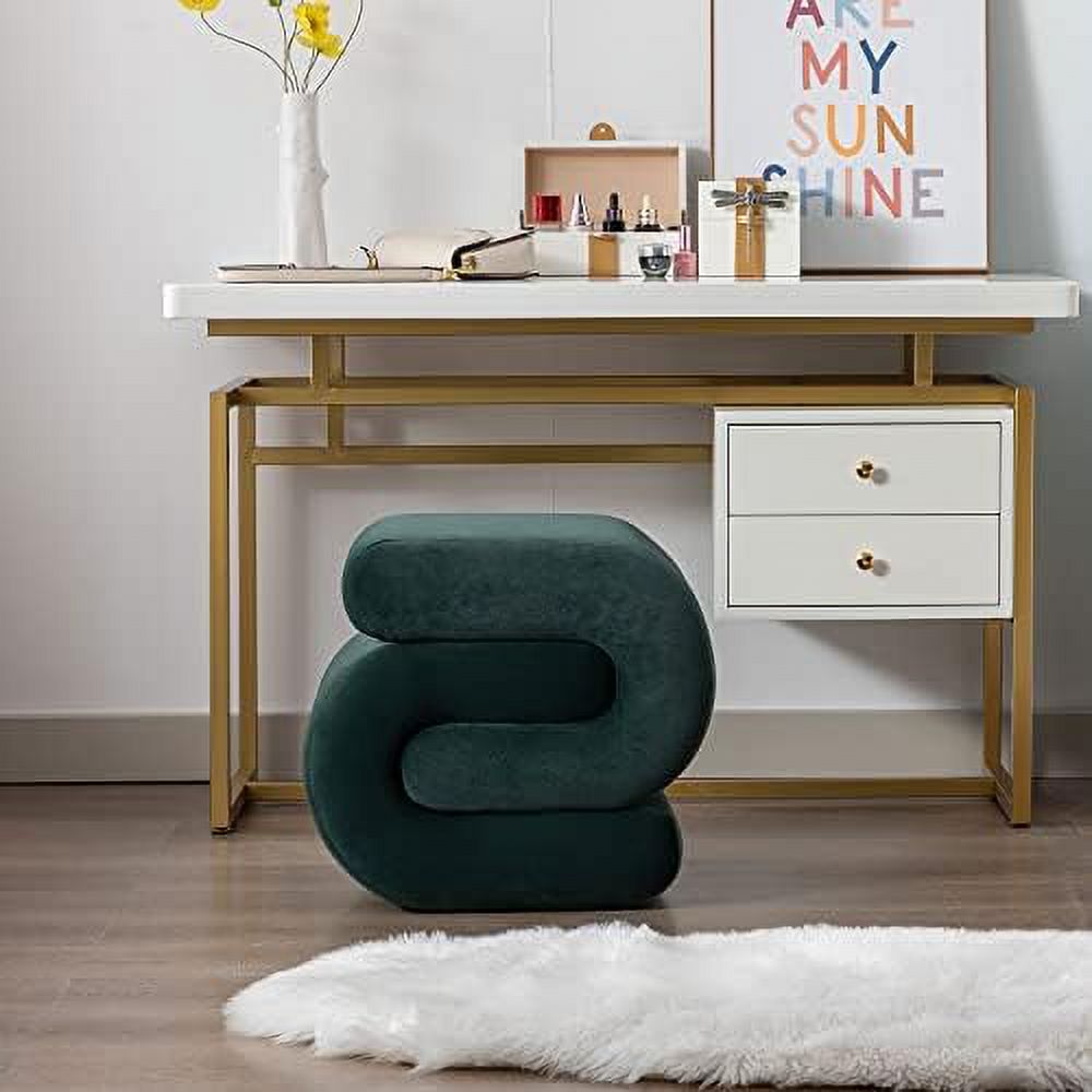 Dark Green Velvet Vanity Stool Z417