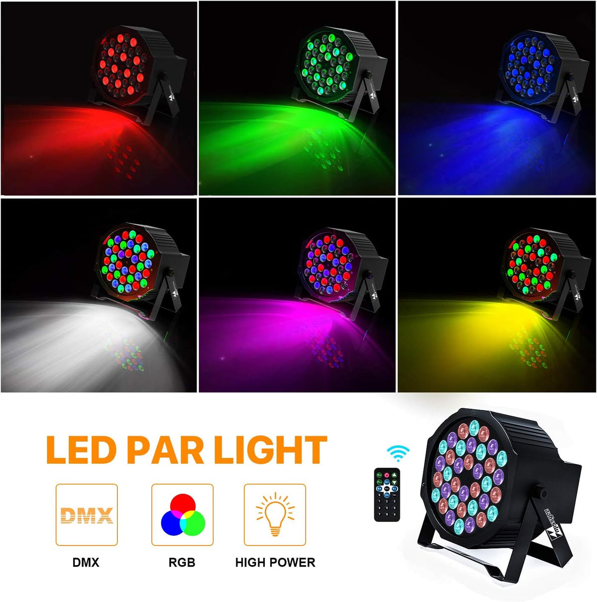 36 RGB LED Stage Lights with Remote Control (8 Pack) I781
