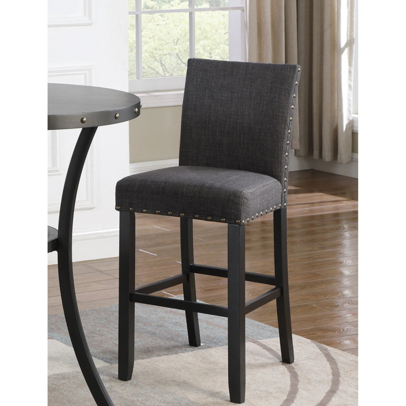 Gray Fabric Bar Stool with Nailhead Trim (Set of 2) Z540