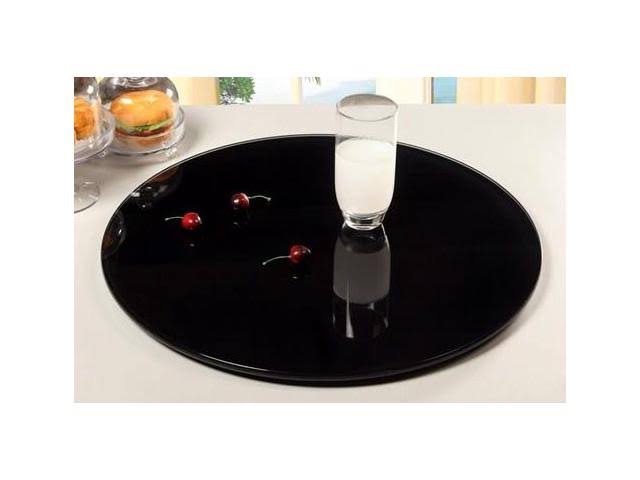 24-Inch Glass Black Round Rotating Tray I707