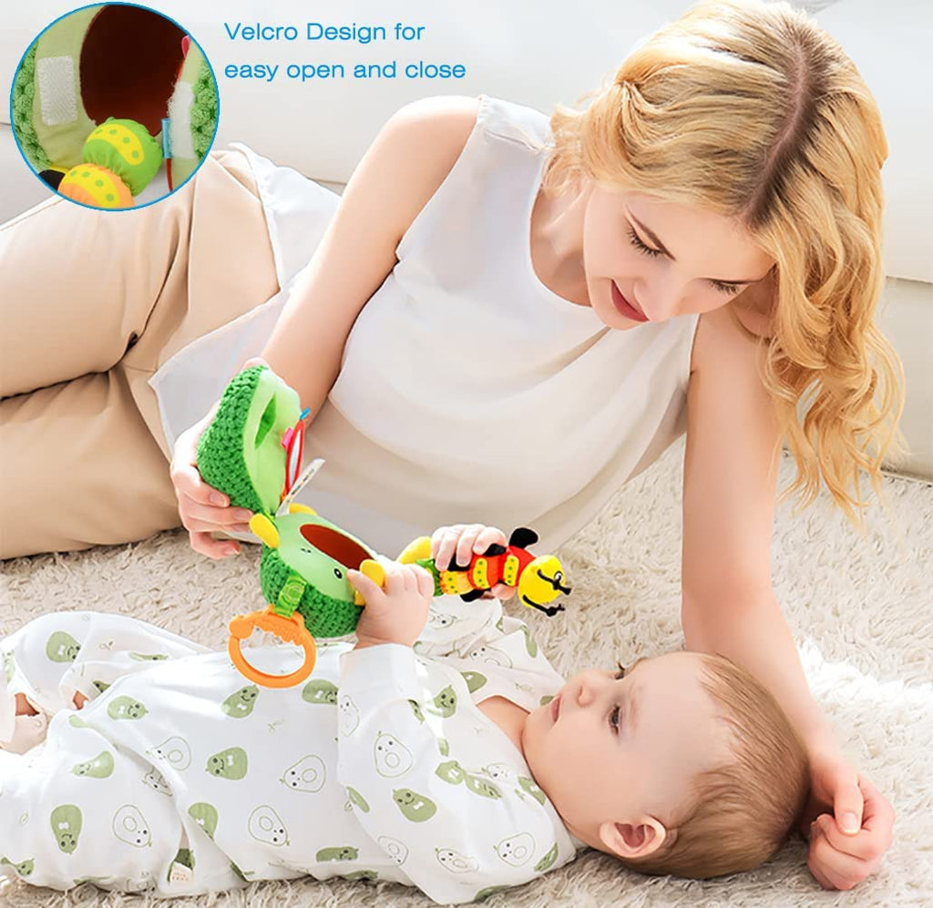 Clip on Stroller Toy with Mirror, Plush Avocado Toy Z439431
