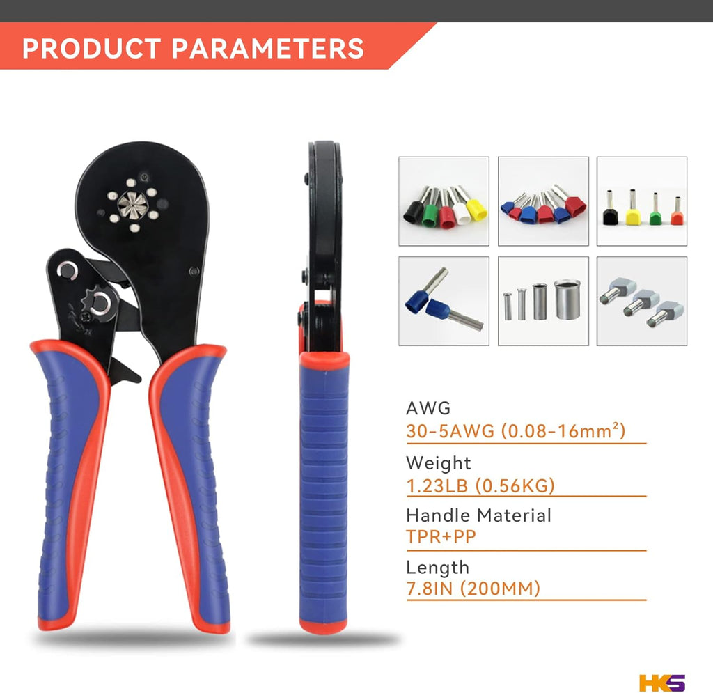 Ferrule Crimping Tool Kit with 1200PCS Terminals, 30-5 AWG, Pack of 2 V220166