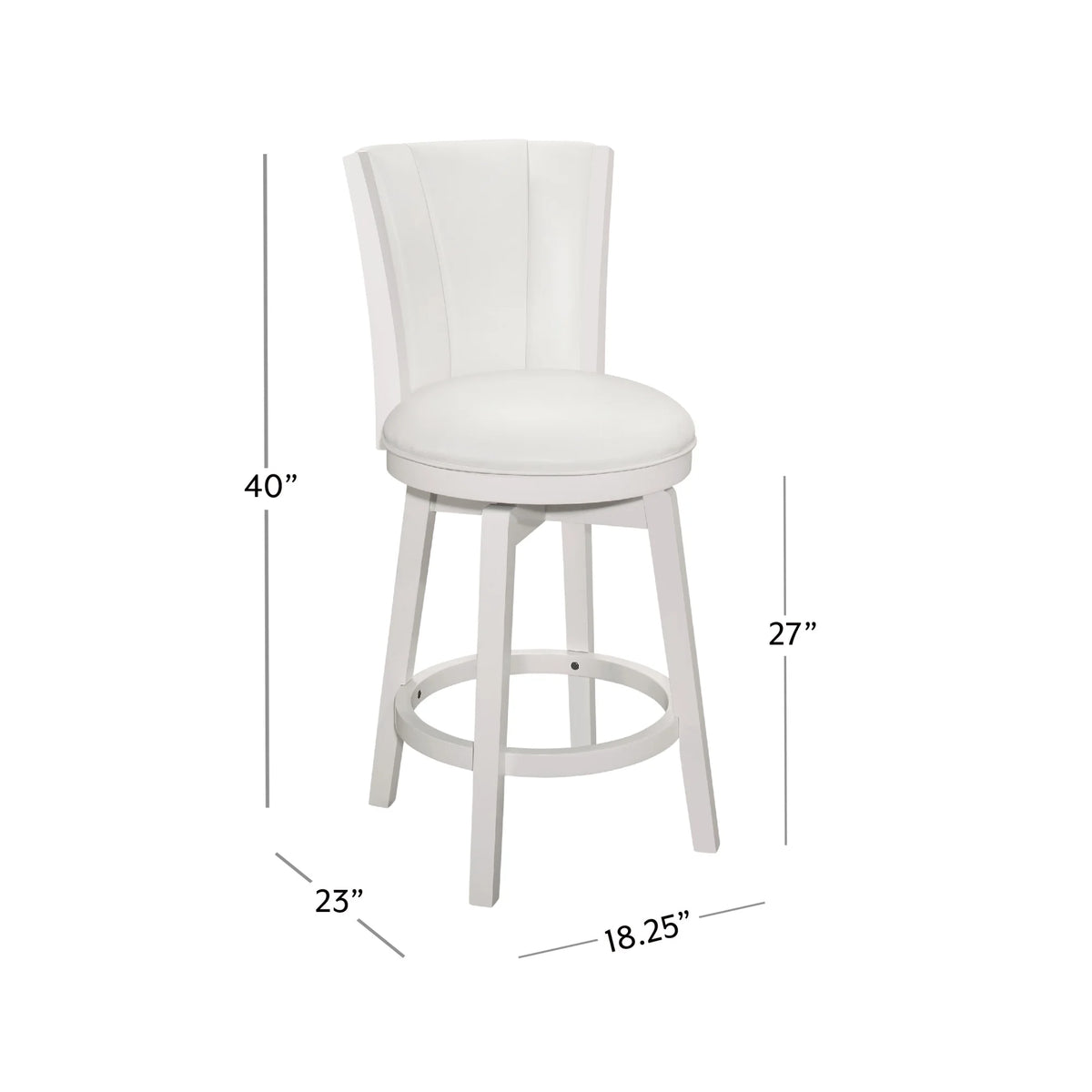 White Wood Counter Height Swivel Stool with Upholstered Back W687