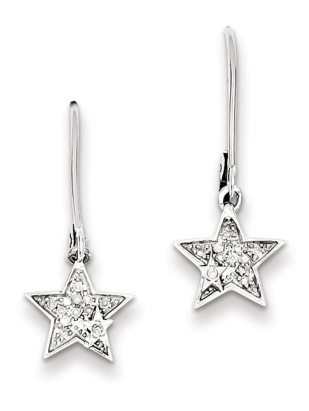 Sterling Silver Rhodium-plated Diamond Leverback Earrings Z907