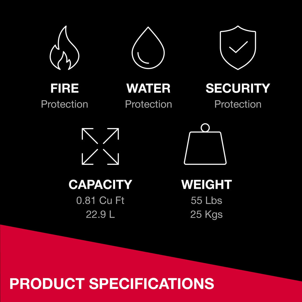 Fire-Resistant Water-Resistant Home Safe with Combination Lock and Override Key I4196