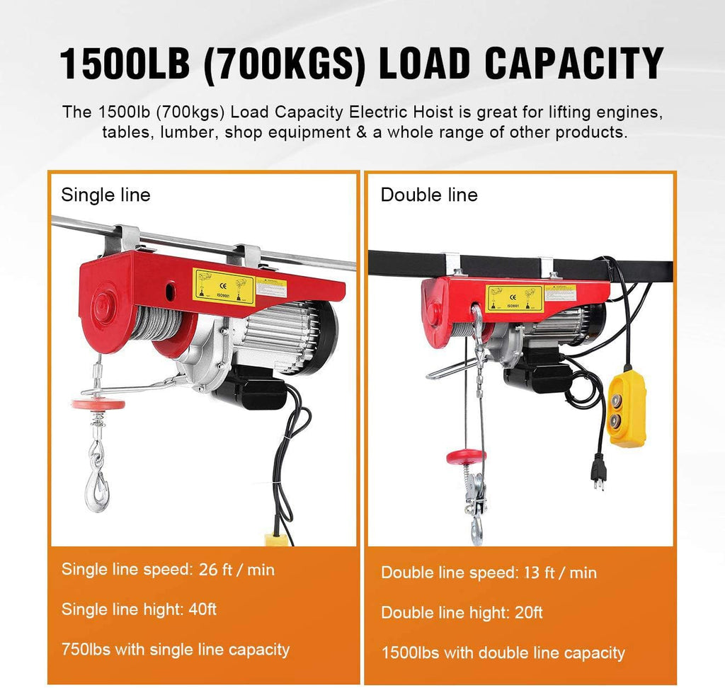 1500lb Electric Hoist Winch with Remote Control I108