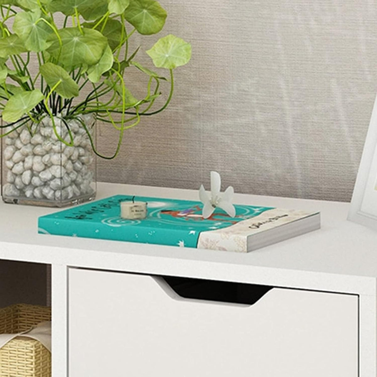 White 3 Drawer Wooden Nightstand X664658