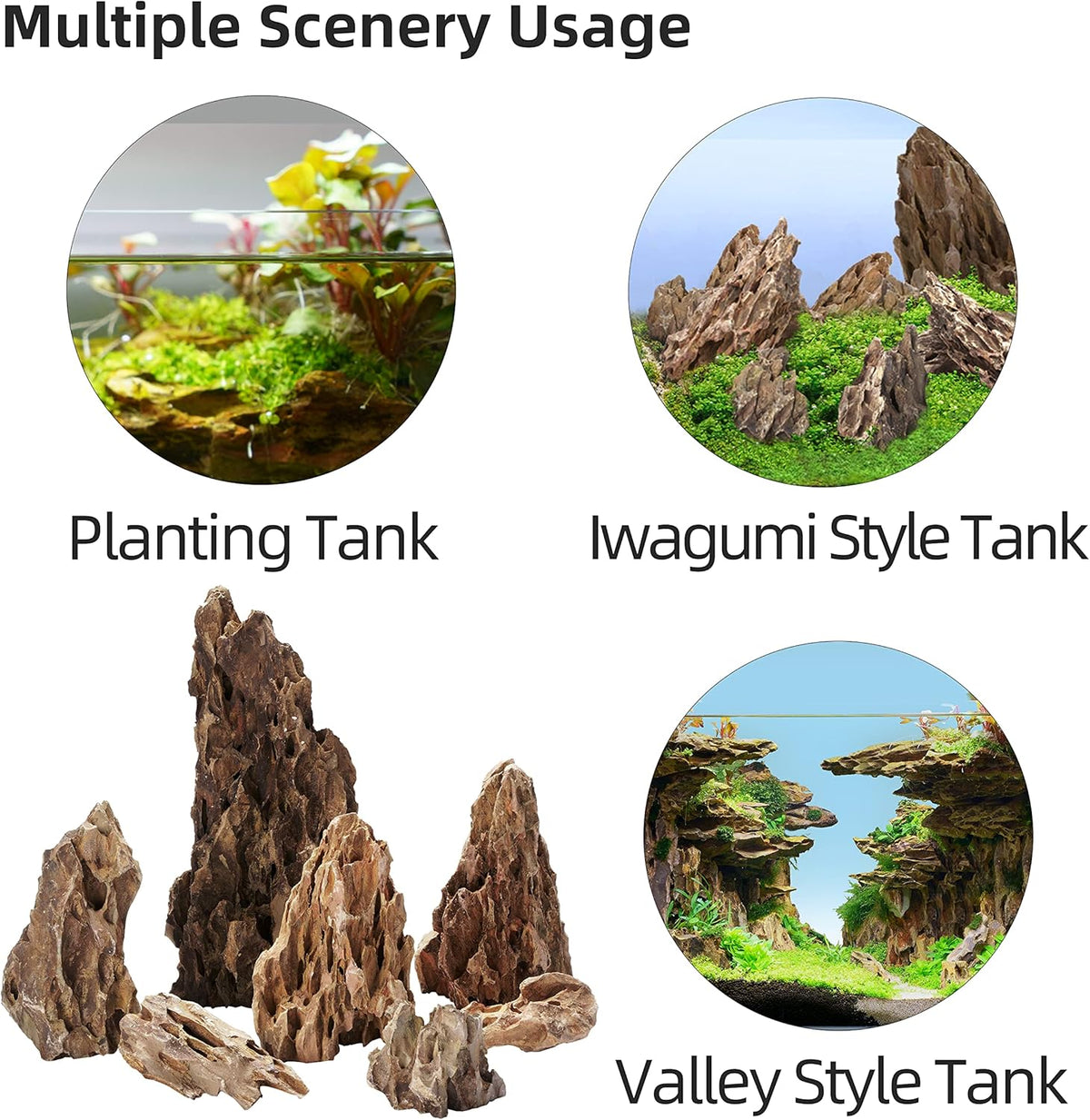 Natural Dragon Stones for Aquascaping (16lbs, 2 to 8 inches) P28381