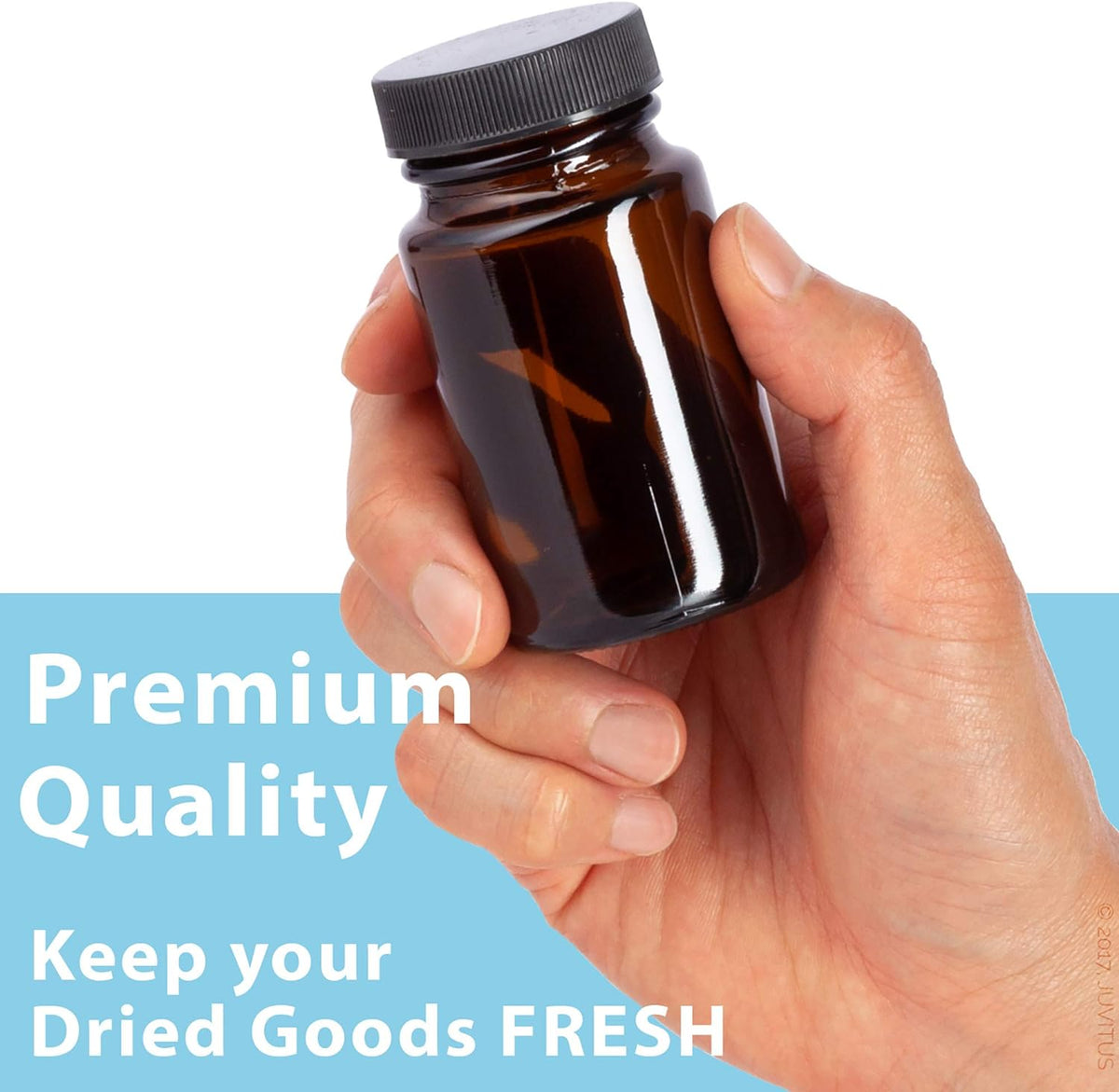 Amber Glass Packer Bottle With Black Ribbed Lid (12 Pack) M559