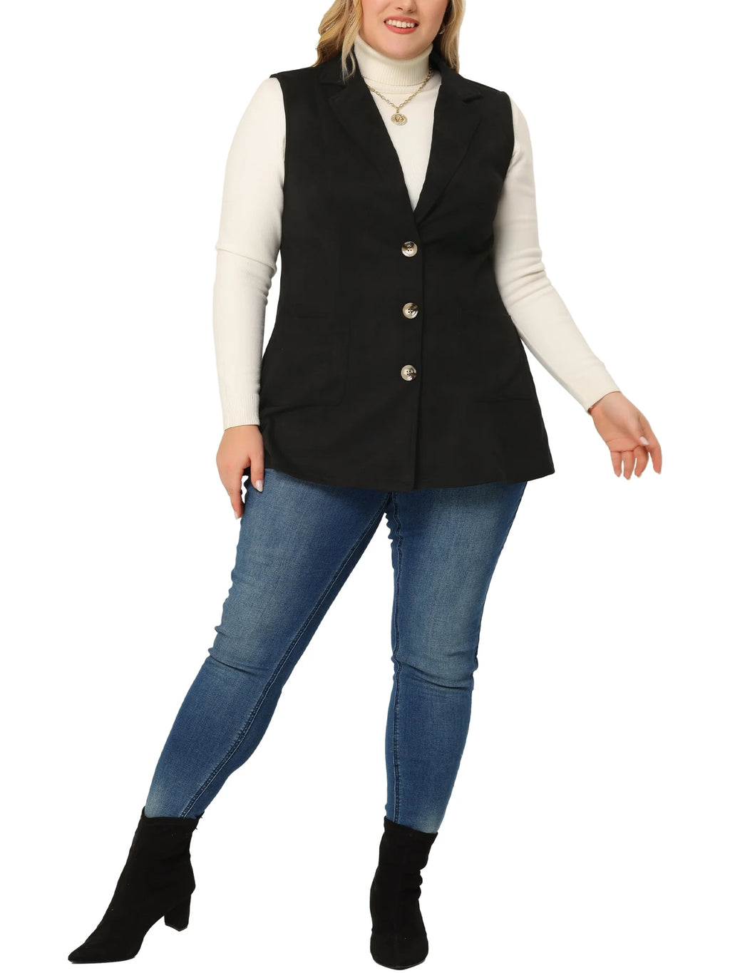 Plus Size Sleeveless Suede Vest J133
