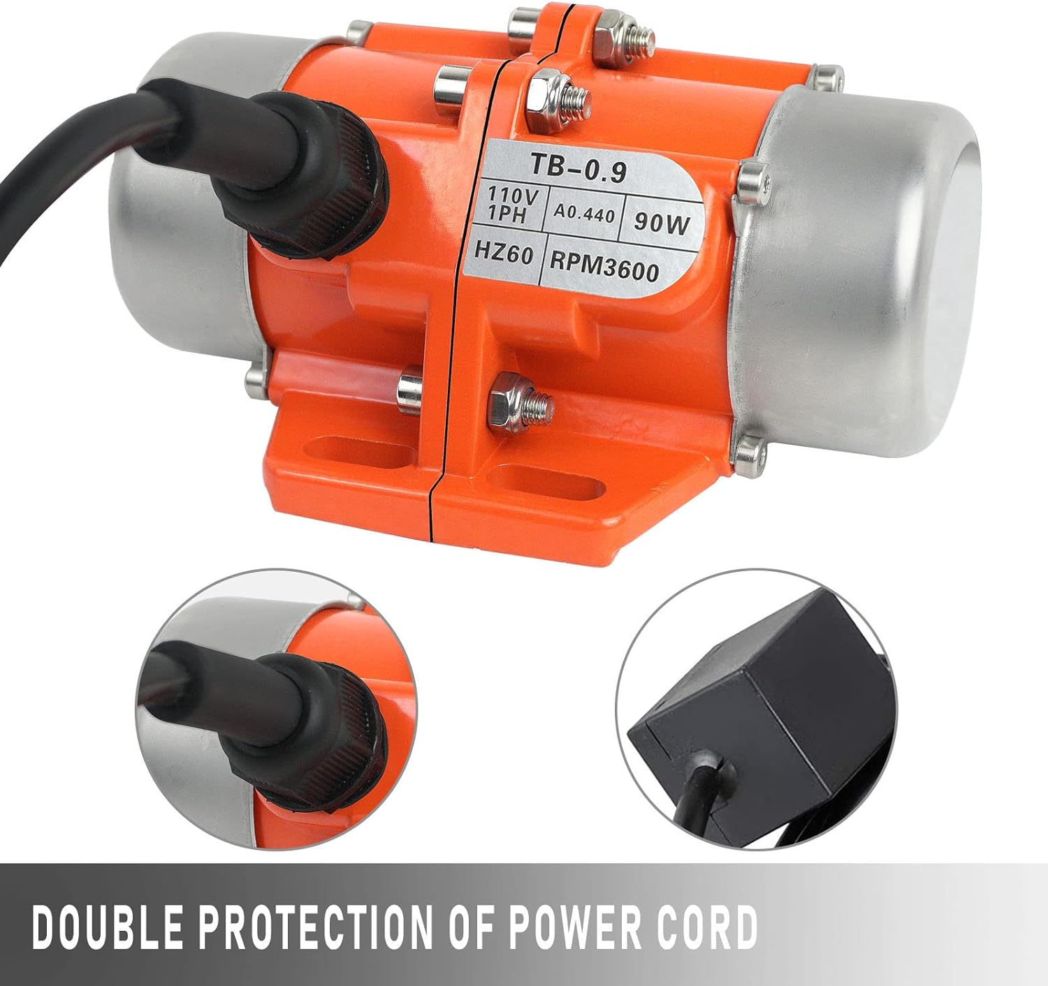 90W Single Phase Electric Vibrating Motor Aluminum Alloy Case AC 110V 3600rpm D23925