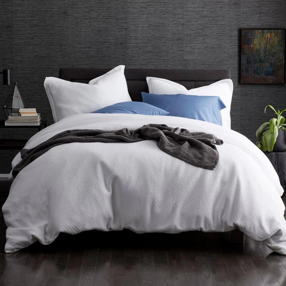 White Geometric Cotton Reversible Full Duvet Cover T734
