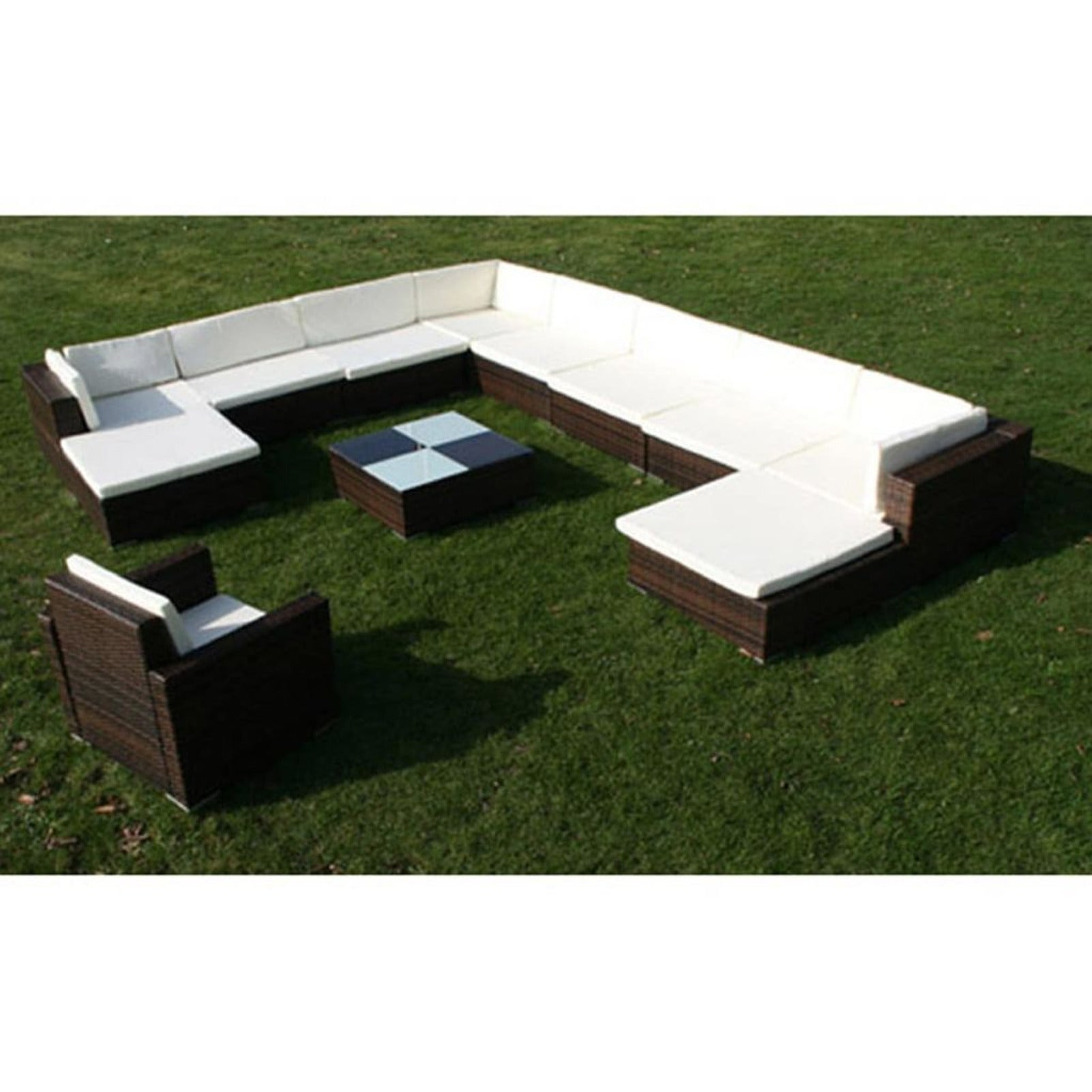 12 Piece Patio Lounge Set with Cushions Brown Poly Rattan K212