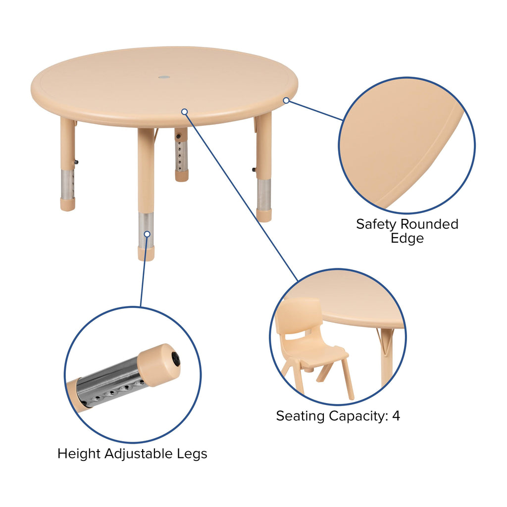 33 inch Round Plastic Height Adjustable Activity Table K89897